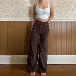 Brown corduroy wide leg pants